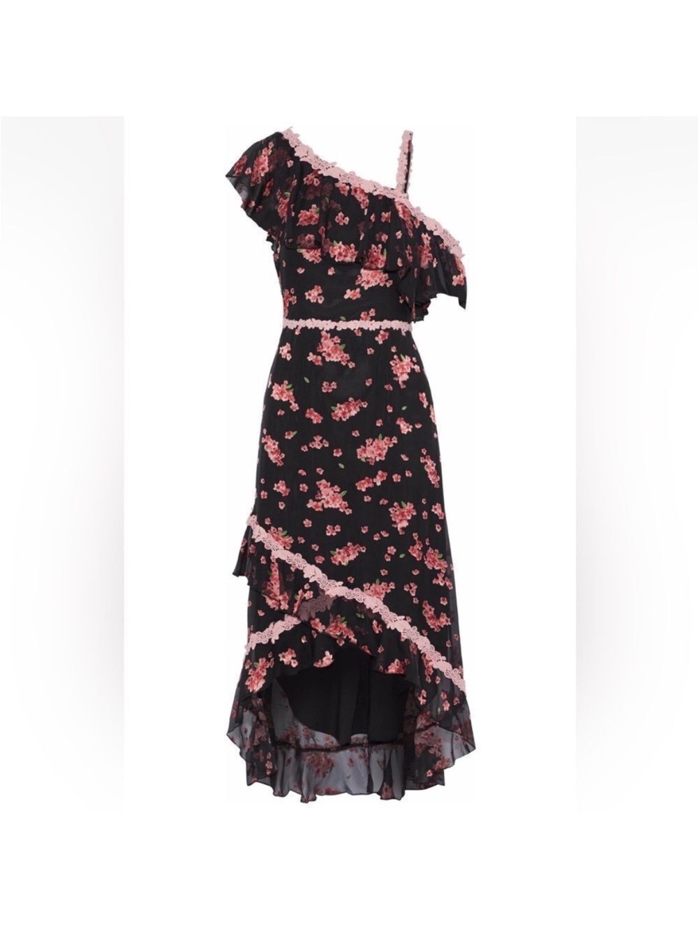 Alice and Olivia Caydon Silk-chiffon Cluster Flower Pink Dress